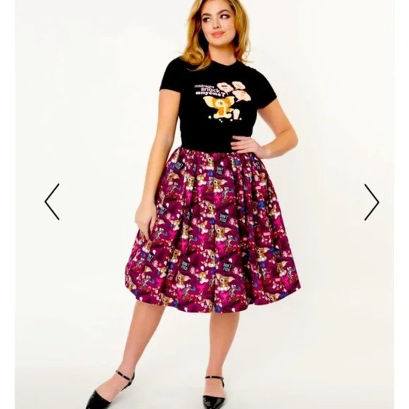 Gremlins x Unique Vintage Mogwai Rules Print Jayne Swing Skirt, NWT - Picture 4 of 11